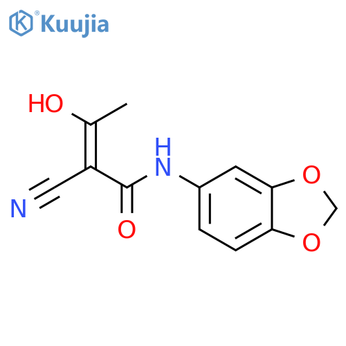 2-Butenamide, N-1,3-benzodioxol-5-yl-2-cyano-3-hydroxy- structure