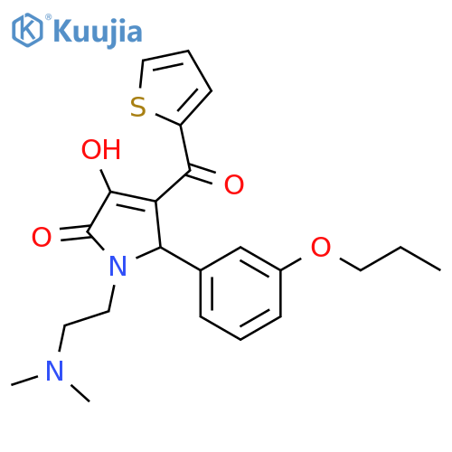 1-2-(dimethylamino)ethyl-3-hydroxy-5-(3-propoxyphenyl)-4-(thiophene-2-carbonyl)-2,5-dihydro-1H-pyrrol-2-one structure