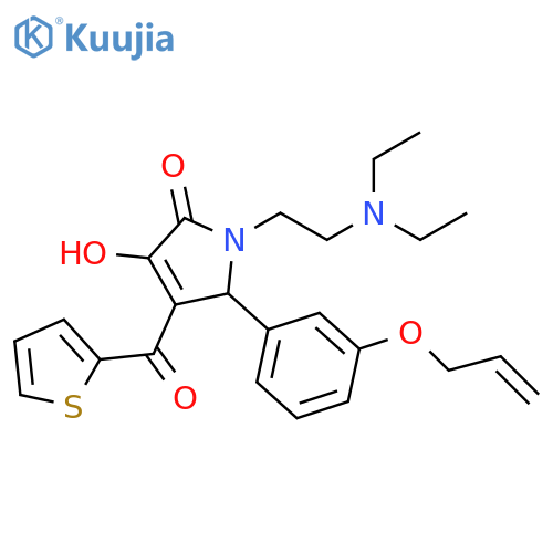 1-2-(diethylamino)ethyl-3-hydroxy-5-3-(prop-2-en-1-yloxy)phenyl-4-(thiophene-2-carbonyl)-2,5-dihydro-1H-pyrrol-2-one structure