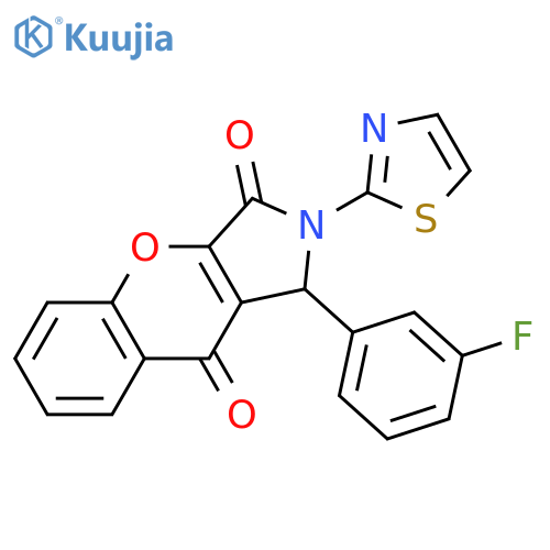 1-(3-fluorophenyl)-2-(1,3-thiazol-2-yl)-1H,2H,3H,9H-chromeno2,3-cpyrrole-3,9-dione structure