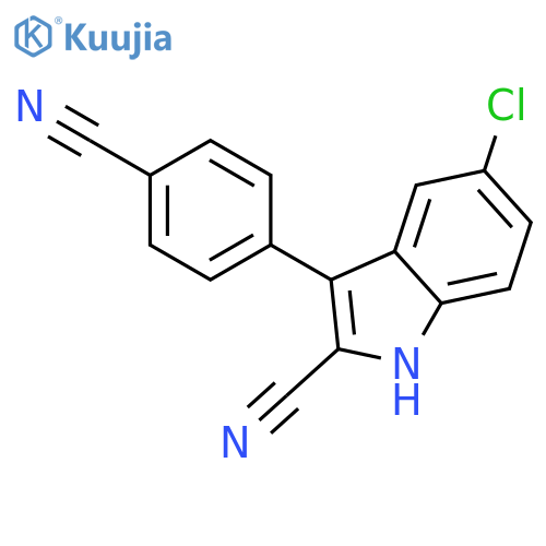 1H-Indole-2-carbonitrile, 5-chloro-3-(4-cyanophenyl)- structure