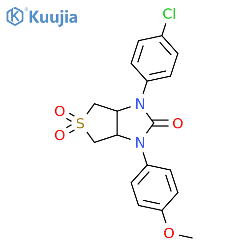 1-(4-chlorophenyl)-3-(4-methoxyphenyl)-hexahydro-1H-5lambda6-thieno3,4-dimidazole-2,5,5-trione structure