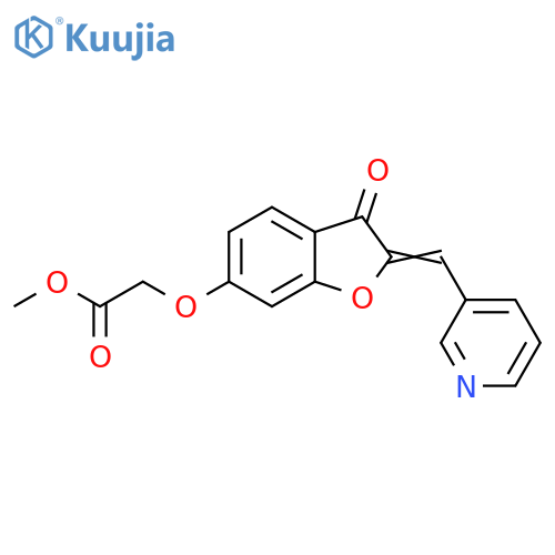 methyl 2-{(2Z)-3-oxo-2-(pyridin-3-yl)methylidene-2,3-dihydro-1-benzofuran-6-yloxy}acetate structure