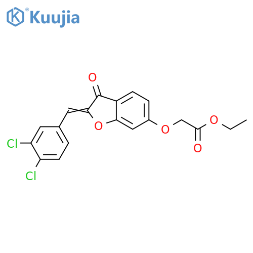 ethyl 2-{(2Z)-2-(3,4-dichlorophenyl)methylidene-3-oxo-2,3-dihydro-1-benzofuran-6-yloxy}acetate structure
