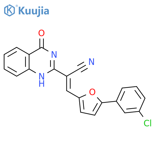 (2E)-3-5-(3-chlorophenyl)furan-2-yl-2-(4-oxo-3,4-dihydroquinazolin-2-yl)prop-2-enenitrile structure