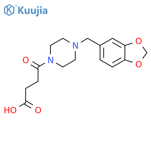 4-4-(1,3-Benzodioxol-5-ylmethyl)piperazin-1-yl-4-oxobutanoic acid structure
