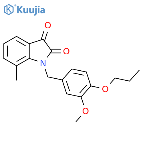 1-(3-methoxy-4-propoxyphenyl)methyl-7-methyl-2,3-dihydro-1H-indole-2,3-dione structure