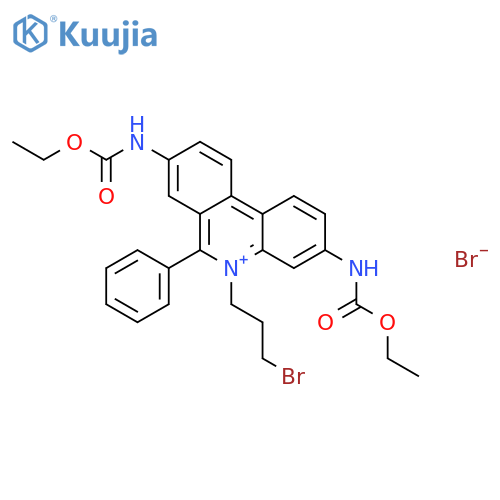 3,8-Bis(ethoxycarbonylamino)-5-(3-bromopropyl)-6-phenyl-phenanthridinium Bromide structure