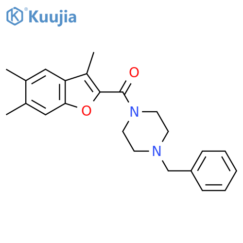 1-benzyl-4-(3,5,6-trimethyl-1-benzofuran-2-carbonyl)piperazine structure