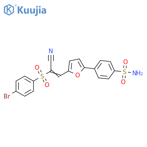 4-{5-(1E)-2-(4-bromobenzenesulfonyl)-2-cyanoeth-1-en-1-ylfuran-2-yl}benzene-1-sulfonamide structure