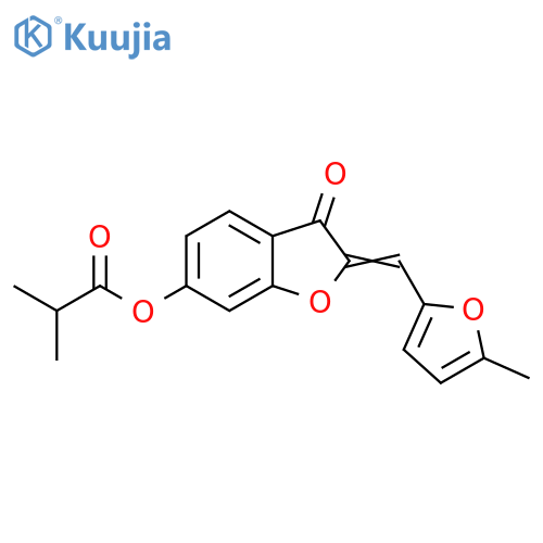 (2Z)-2-(5-methylfuran-2-yl)methylidene-3-oxo-2,3-dihydro-1-benzofuran-6-yl 2-methylpropanoate structure
