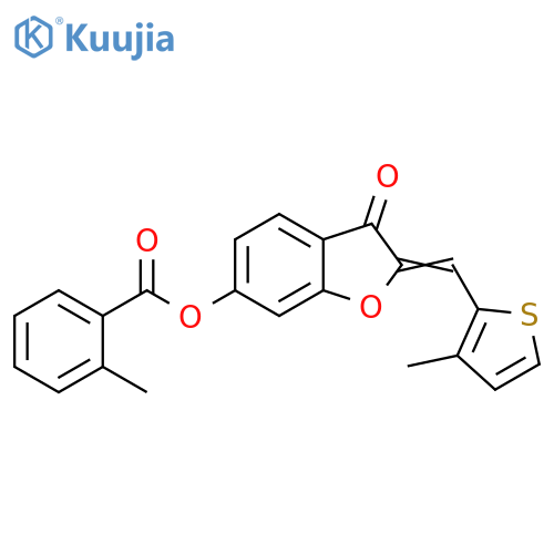 (2Z)-2-(3-methylthiophen-2-yl)methylidene-3-oxo-2,3-dihydro-1-benzofuran-6-yl 2-methylbenzoate structure