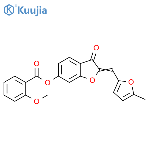 (2Z)-2-(5-methylfuran-2-yl)methylidene-3-oxo-2,3-dihydro-1-benzofuran-6-yl 2-methoxybenzoate structure
