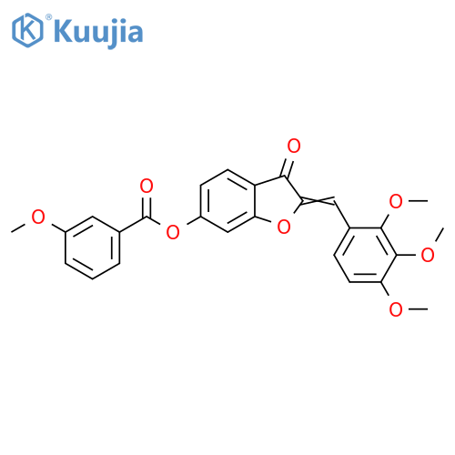 (2Z)-3-oxo-2-(2,3,4-trimethoxyphenyl)methylidene-2,3-dihydro-1-benzofuran-6-yl 3-methoxybenzoate structure