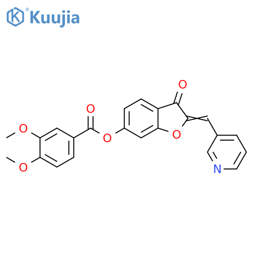 (2Z)-3-oxo-2-(pyridin-3-yl)methylidene-2,3-dihydro-1-benzofuran-6-yl 3,4-dimethoxybenzoate structure