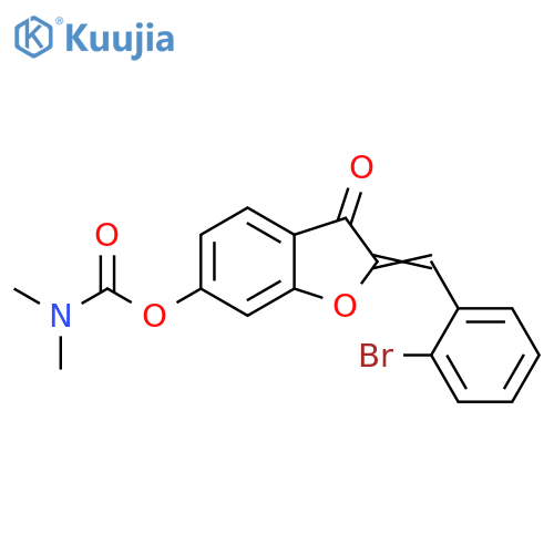 (2Z)-2-(2-bromophenyl)methylidene-3-oxo-2,3-dihydro-1-benzofuran-6-yl N,N-dimethylcarbamate structure