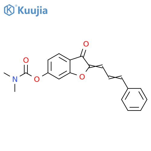 (2Z)-3-oxo-2-(2E)-3-phenylprop-2-en-1-ylidene-2,3-dihydro-1-benzofuran-6-yl N,N-dimethylcarbamate structure