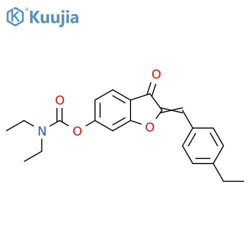 (2Z)-2-(4-ethylphenyl)methylidene-3-oxo-2,3-dihydro-1-benzofuran-6-yl N,N-diethylcarbamate structure