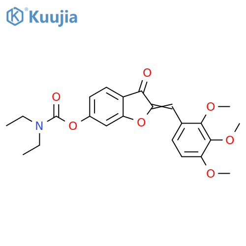 (2Z)-3-oxo-2-(2,3,4-trimethoxyphenyl)methylidene-2,3-dihydro-1-benzofuran-6-yl N,N-diethylcarbamate structure