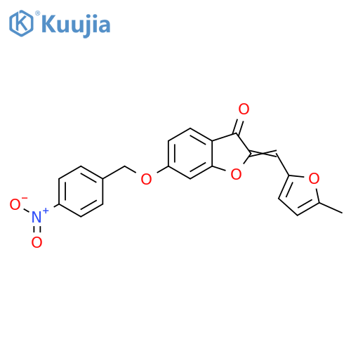 (2Z)-2-(5-methylfuran-2-yl)methylidene-6-(4-nitrophenyl)methoxy-2,3-dihydro-1-benzofuran-3-one structure