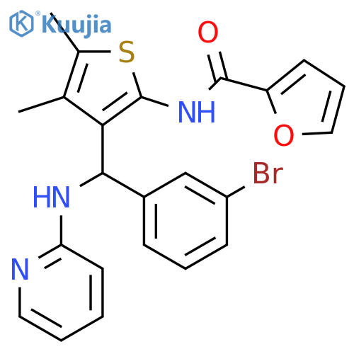 N-{3-(3-bromophenyl)(pyridin-2-yl)aminomethyl-4,5-dimethylthiophen-2-yl}furan-2-carboxamide structure