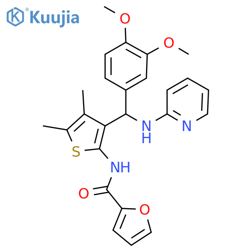 N-{3-(3,4-dimethoxyphenyl)(pyridin-2-yl)aminomethyl-4,5-dimethylthiophen-2-yl}furan-2-carboxamide structure