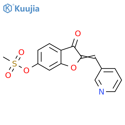 (2E)-3-oxo-2-(pyridin-3-yl)methylidene-2,3-dihydro-1-benzofuran-6-yl methanesulfonate structure