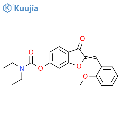 (2Z)-2-(2-methoxyphenyl)methylidene-3-oxo-2,3-dihydro-1-benzofuran-6-yl N,N-diethylcarbamate structure