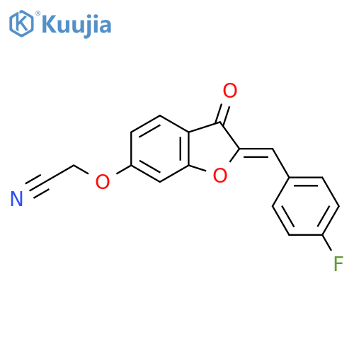 2-{[(2Z)-2-[(4-fluorophenyl)methylidene]-3-oxo-2,3-dihydro-1-benzofuran-6-yl]oxy}acetonitrile structure