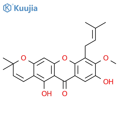 5,8-dihydroxy-9-methoxy-2,2-dimethyl-10-(3-methyl-but-2-enyl)-2H-pyrano[3,2-b]xanthen-6-one structure