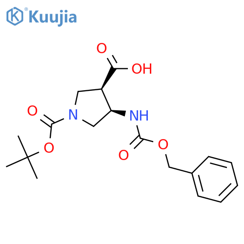 (3R,4R)-4-{[(benzyloxy)carbonyl]amino}-1-[(tert-butoxy)carbonyl]pyrrolidine-3-carboxylic acid structure