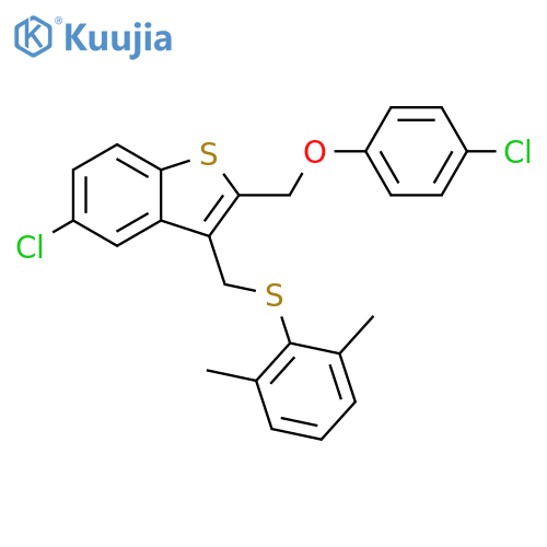 Benzo[b]thiophene,5-chloro-2-[(4-chlorophenoxy)methyl]-3-[[(2,6-dimethylphenyl)thio]methyl]- structure