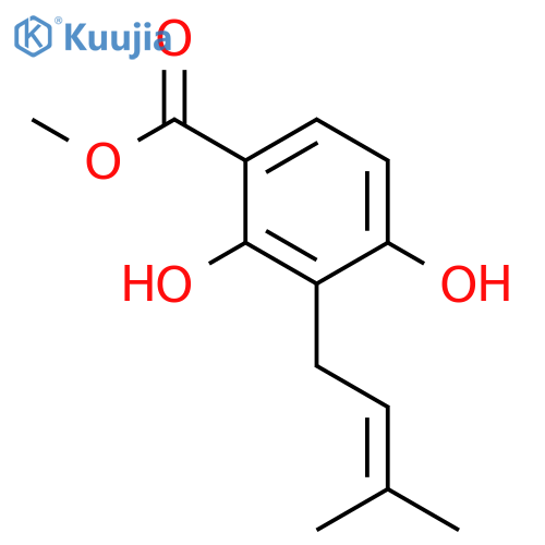 Benzoic acid, 2,4-dihydroxy-3-(3-methyl-2-butenyl)-, methyl ester structure