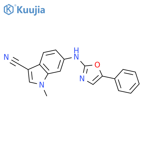 1H-Indole-3-carbonitrile, 1-methyl-6-[(5-phenyl-2-oxazolyl)amino]- structure