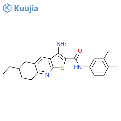 3-Amino-N-(3,4-dimethylphenyl)-6-ethyl-5H,6H,7H,8H-thieno[2,3-b]quinoline-2-carboxamide structure