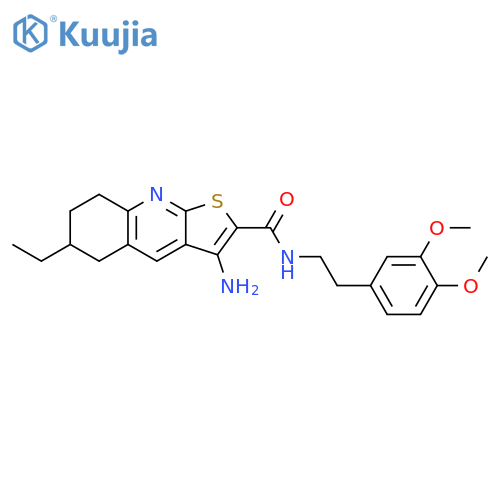 3-Amino-N-[2-(3,4-dimethoxyphenyl)ethyl]-6-ethyl-5H,6H,7H,8H-thieno[2,3-b]quinoline-2-carboxamide structure