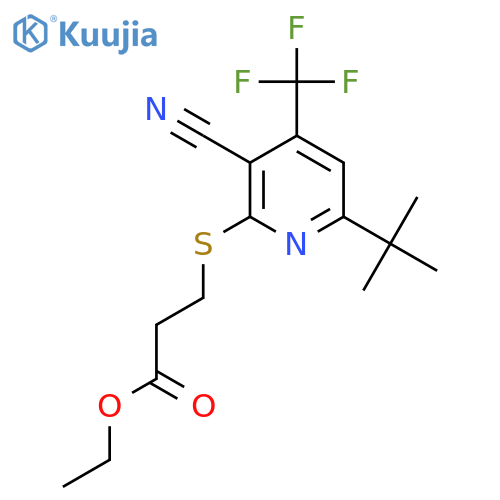 Ethyl 3-{[6-tert-butyl-3-cyano-4-(trifluoromethyl)pyridin-2-yl]sulfanyl}propanoate structure