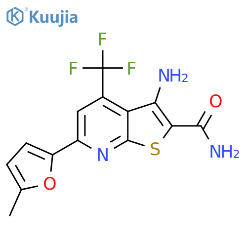 3-Amino-6-(5-methylfuran-2-yl)-4-(trifluoromethyl)thieno[2,3-b]pyridine-2-carboxamide structure