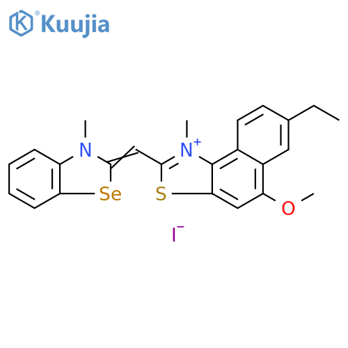 Naphtho[1,2-d]thiazolium, 7-ethyl-5-methoxy-1-methyl-2-[(3-methyl-2(3H)-benzoselenazolylidene)methyl]-, iodide (9CI) structure