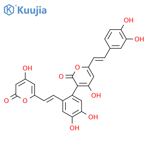 3-[4,5-Dihydroxy-2-[(E)-2-(4-hydroxy-6-oxopyran-2-yl)ethenyl]phenyl]-6-[(E)-2-(3,4-dihydroxyphenyl)ethenyl]-4-hydroxypyran-2-one structure