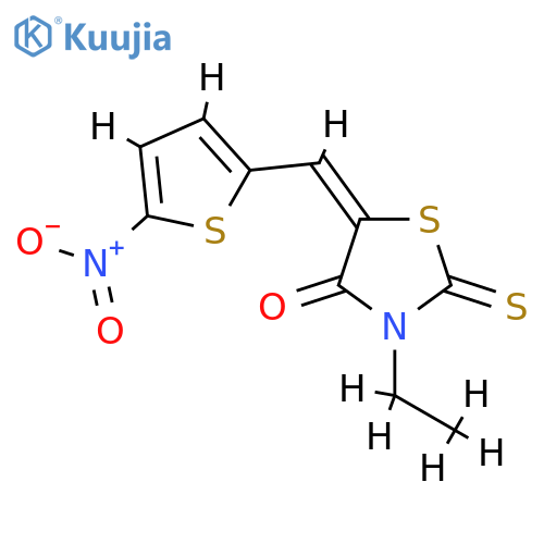 (5E)-3-ethyl-5-[(5-nitrothiophen-2-yl)methylidene]-2-sulfanylidene-1,3-thiazolidin-4-one structure