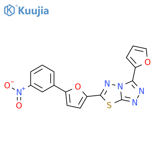 3-(furan-2-yl)-6-5-(3-nitrophenyl)furan-2-yl-1,2,4triazolo3,4-b1,3,4thiadiazole structure