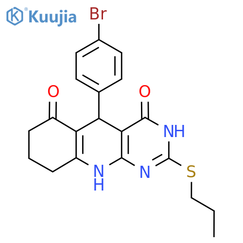 5-(4-bromophenyl)-2-(propylsulfanyl)-3H,4H,5H,6H,7H,8H,9H,10H-pyrimido4,5-bquinoline-4,6-dione structure