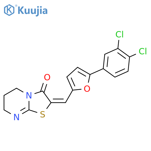 (2E)-2-{5-(3,4-dichlorophenyl)furan-2-ylmethylidene}-2H,3H,5H,6H,7H-1,3thiazolo3,2-apyrimidin-3-one structure