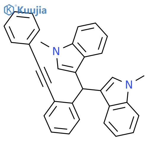 1H-Indole, 3,3'-[[2-(phenylethynyl)phenyl]methylene]bis[1-methyl- structure