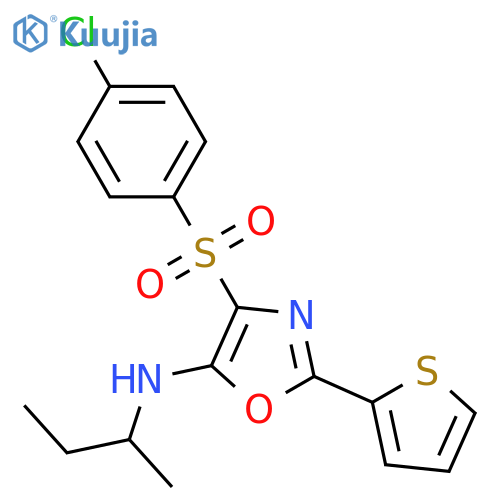 N-(butan-2-yl)-4-(4-chlorobenzenesulfonyl)-2-(thiophen-2-yl)-1,3-oxazol-5-amine structure