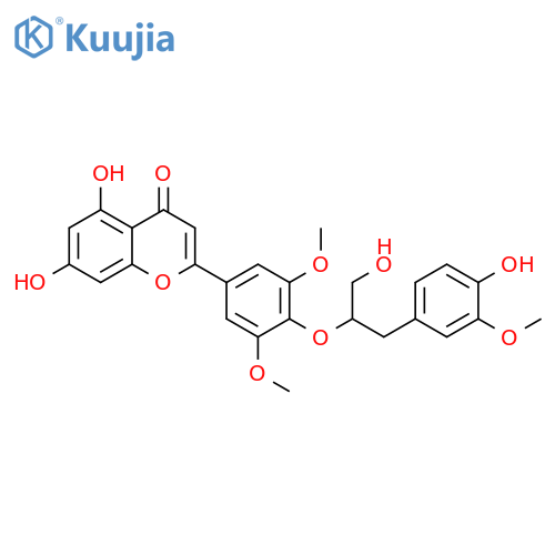 4H-1-Benzopyran-4-one,5,7-dihydroxy-2-[4-[2-hydroxy-1-[(4-hydroxy-3-methoxyphenyl)methyl]ethoxy]-3,5-dimethoxyphenyl]- structure