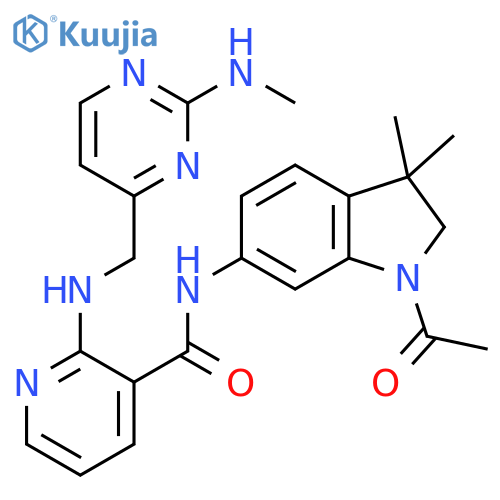 3-Pyridinecarboxamide,N-(1-acetyl-2,3-dihydro-3,3-dimethyl-1H-indol-6-yl)-2-[[[2-(methylamino)-4-pyrimidinyl]methyl]amino]- structure