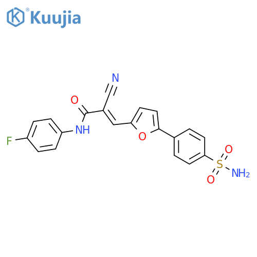 (2E)-2-cyano-N-(4-fluorophenyl)-3-5-(4-sulfamoylphenyl)furan-2-ylprop-2-enamide structure