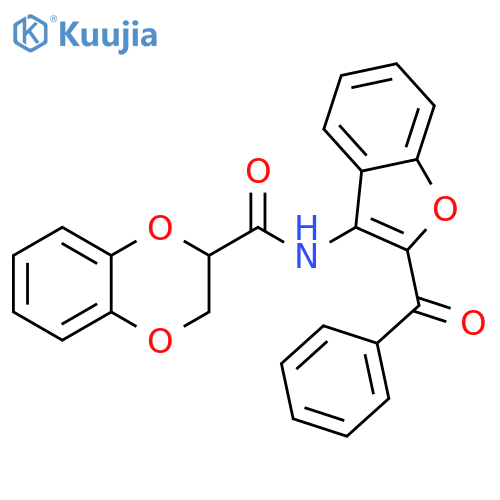 N-(2-benzoyl-1-benzofuran-3-yl)-2,3-dihydro-1,4-benzodioxine-2-carboxamide structure